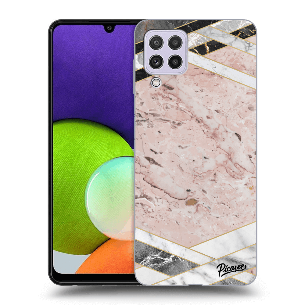Picasee Samsung Galaxy A22 A225F 4G Hülle - Transparentes Silikon - Pink geometry