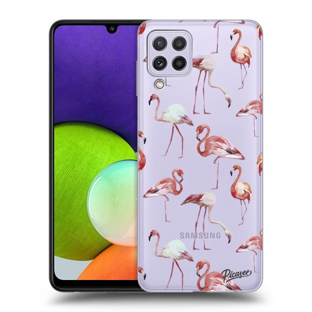 Picasee Samsung Galaxy A22 A225F 4G Hülle - Transparentes Silikon - Flamingos