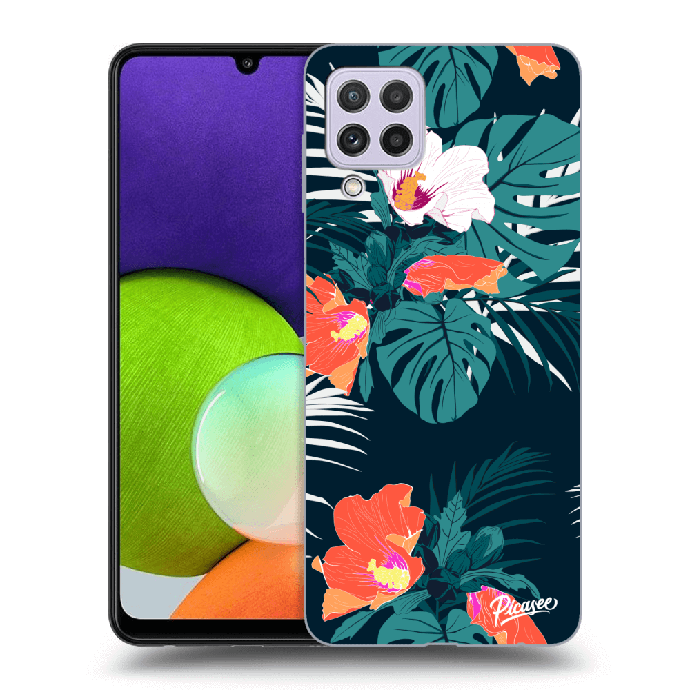 Picasee Samsung Galaxy A22 A225F 4G Hülle - Schwarzes Silikon - Monstera Color