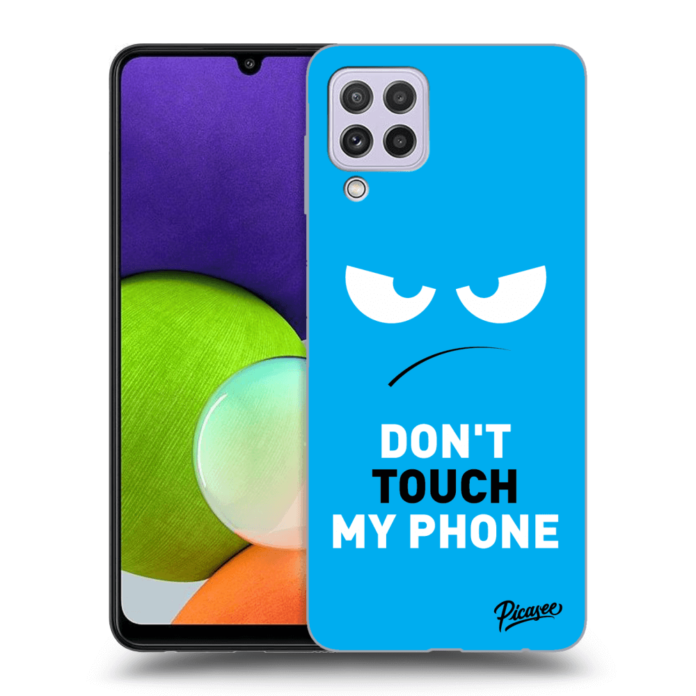 Picasee Samsung Galaxy A22 A225F 4G Hülle - Schwarzes Silikon - Angry Eyes - Blue
