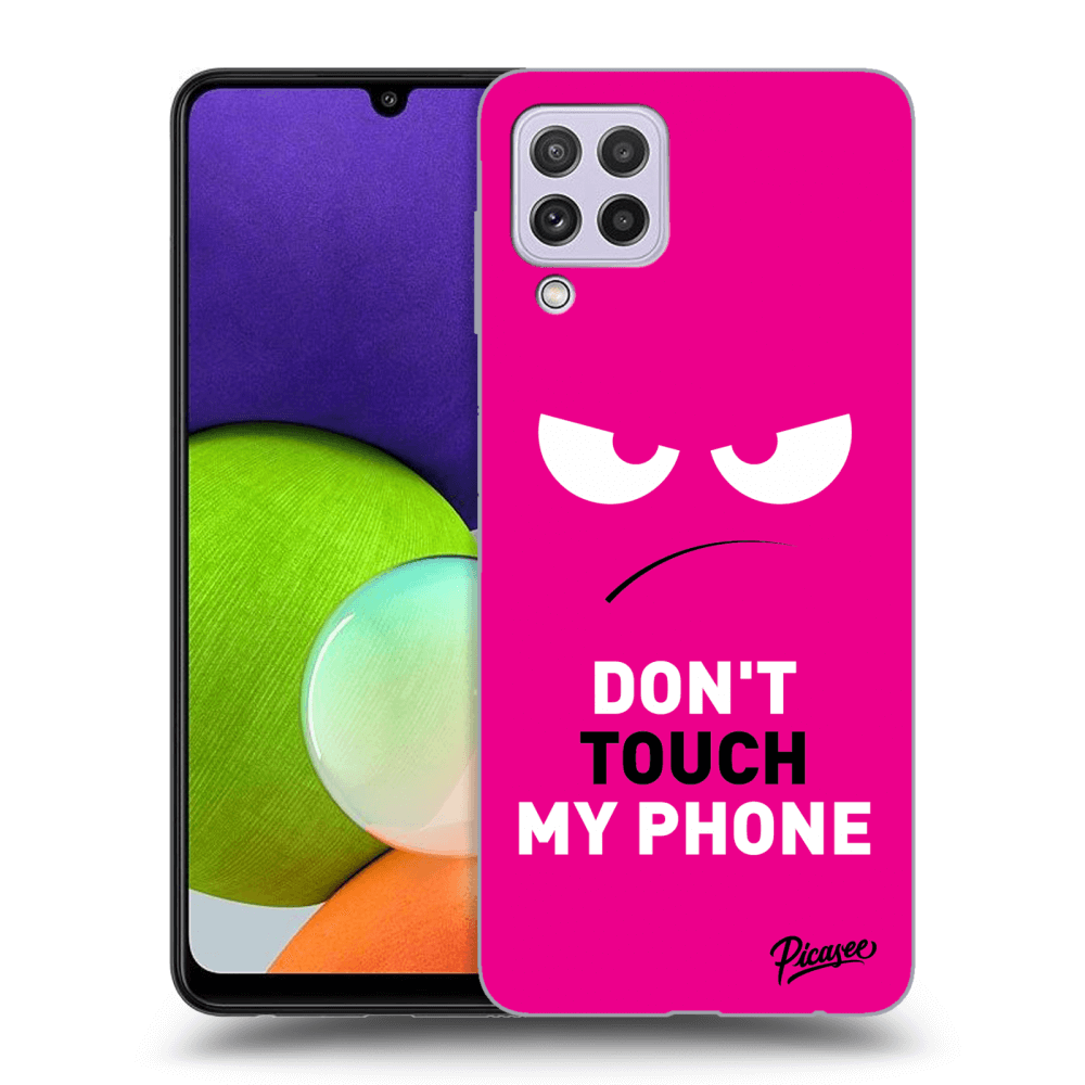 Picasee Samsung Galaxy A22 A225F 4G Hülle - Schwarzes Silikon - Angry Eyes - Pink