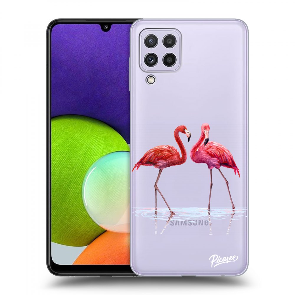Picasee Samsung Galaxy A22 A225F 4G Hülle - Transparentes Silikon - Flamingos couple