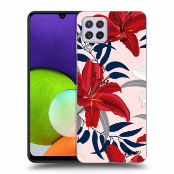 Picasee Samsung Galaxy A22 A225F 4G Hülle - Schwarzes Silikon - Red Lily
