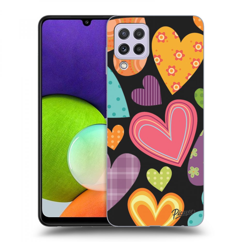 Picasee Samsung Galaxy A22 A225F 4G Hülle - Schwarzes Silikon - Colored heart