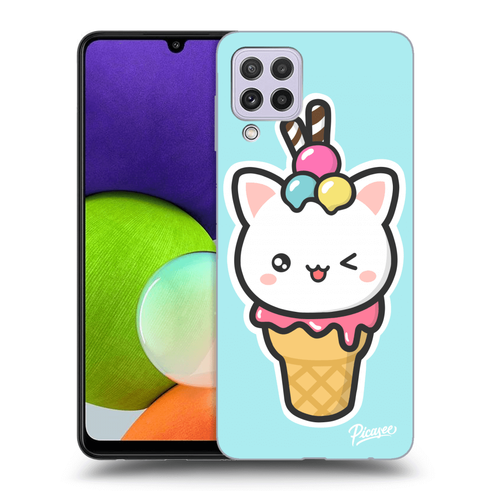 Picasee Samsung Galaxy A22 A225F 4G Hülle - Transparentes Silikon - Ice Cream Cat