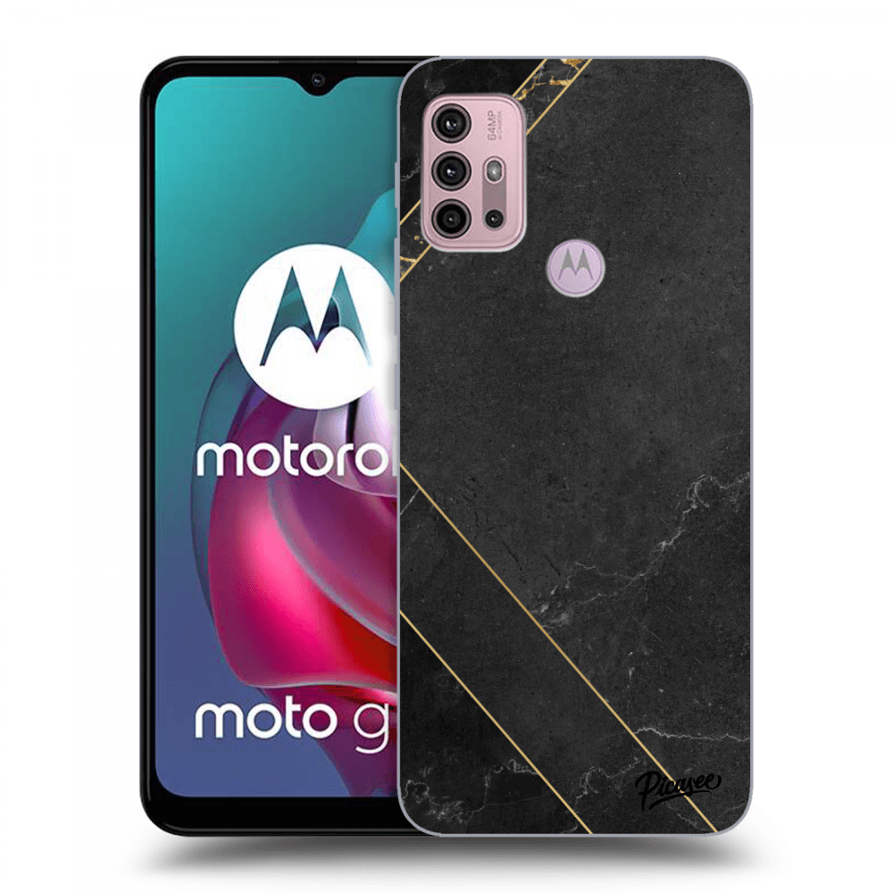 Picasee Motorola Moto G30 Hülle - Schwarzes Silikon - Black tile