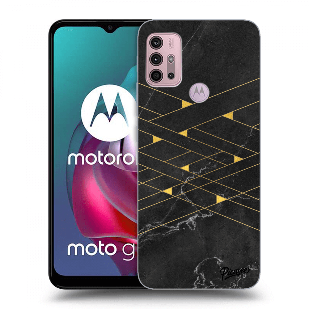 Picasee Motorola Moto G30 Hülle - Schwarzes Silikon - Gold Minimal