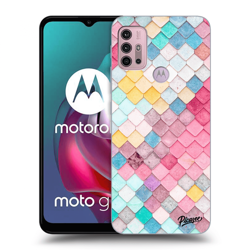 Picasee Motorola Moto G30 Hülle - Schwarzes Silikon - Colorful roof