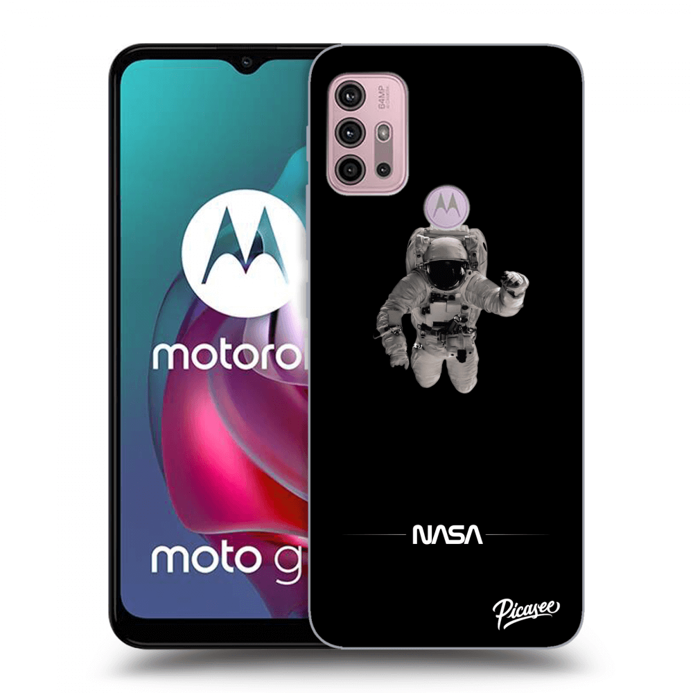 Picasee Motorola Moto G30 Hülle - Schwarzes Silikon - Astronaut Minimal