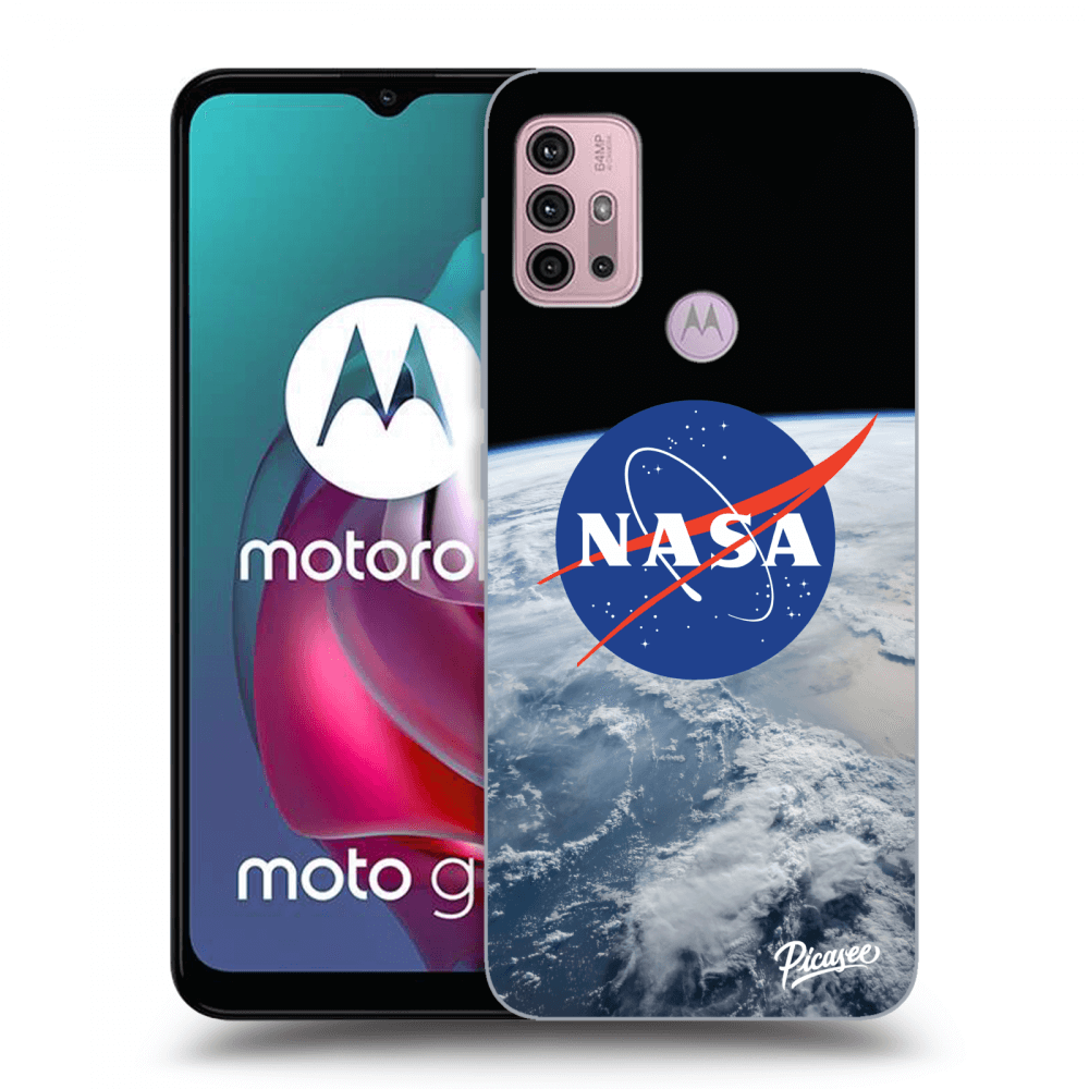 Picasee Motorola Moto G30 Hülle - Schwarzes Silikon - Nasa Earth