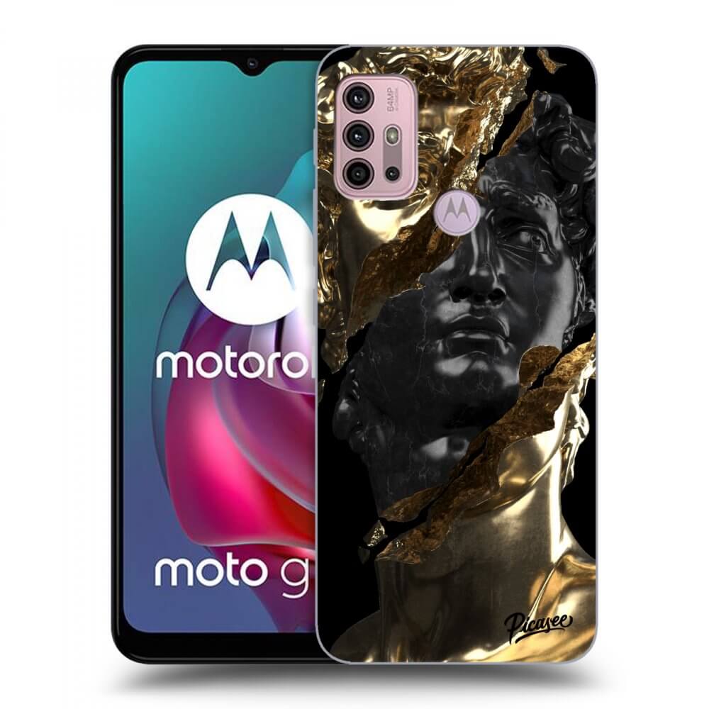 Picasee Motorola Moto G30 Hülle - Schwarzes Silikon - Gold - Black