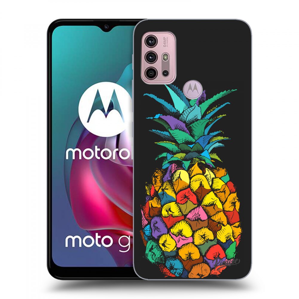 Picasee Motorola Moto G30 Hülle - Schwarzes Silikon - Pineapple