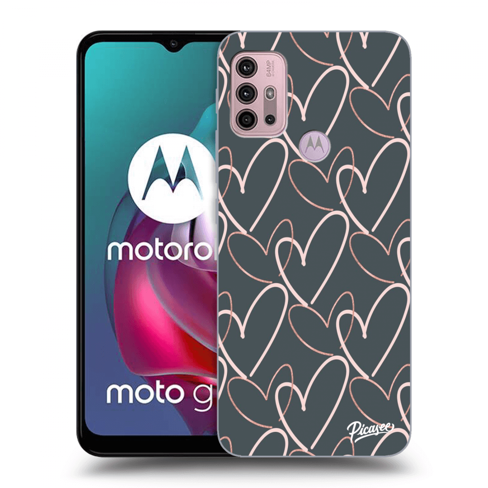Picasee Motorola Moto G30 Hülle - Schwarzes Silikon - Lots of love