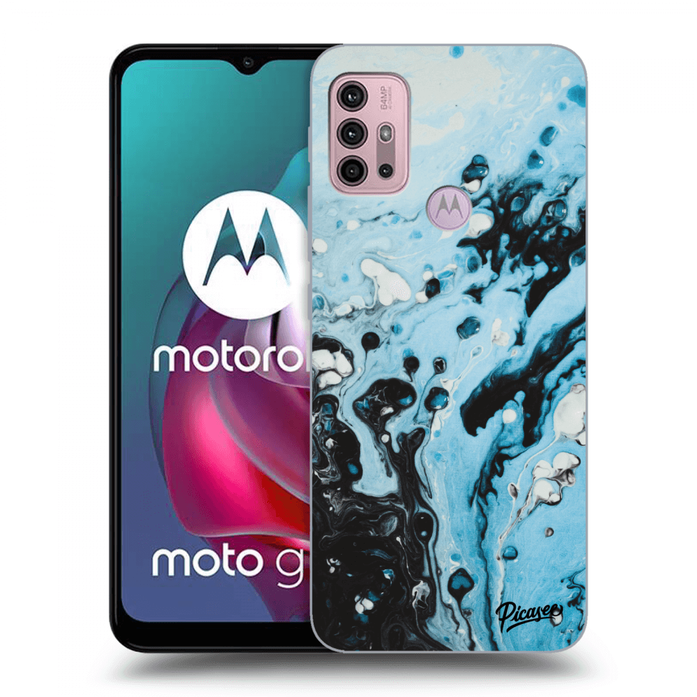 Picasee Motorola Moto G30 Hülle - Schwarzes Silikon - Organic blue