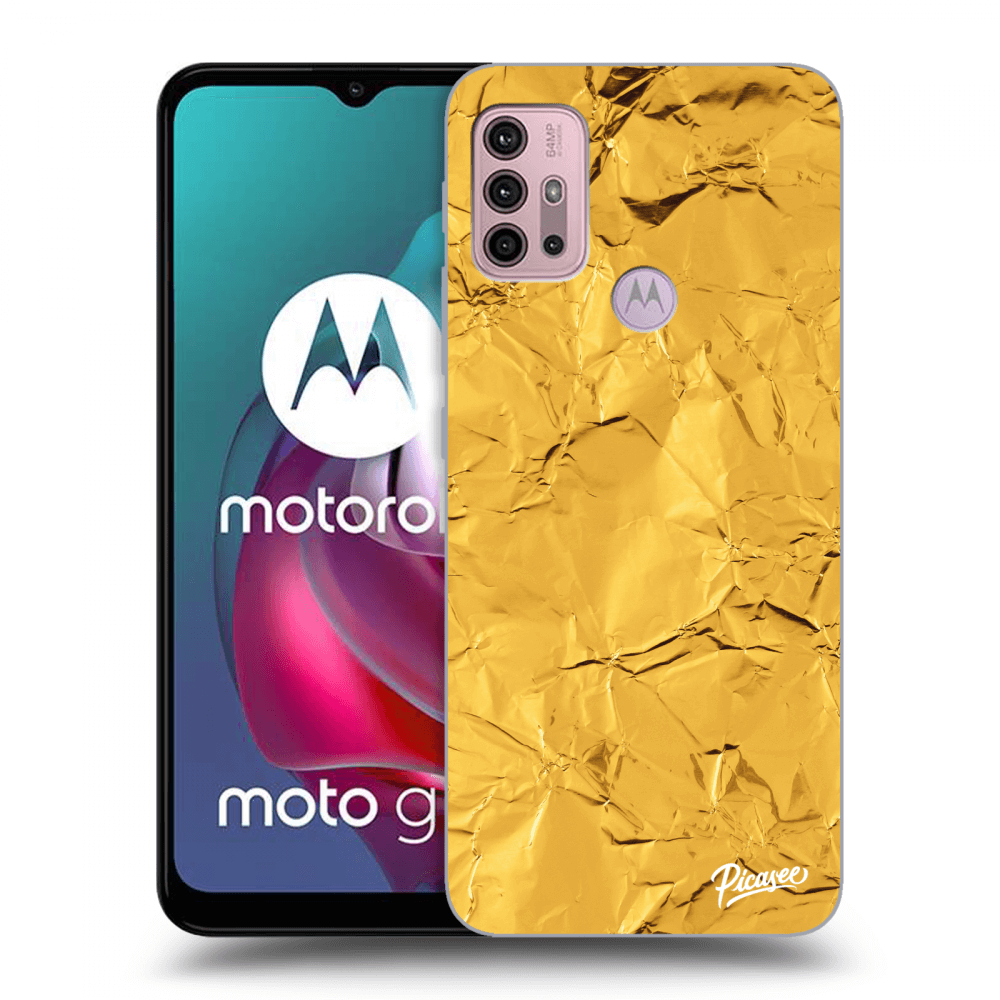 Picasee Motorola Moto G30 Hülle - Schwarzes Silikon - Gold