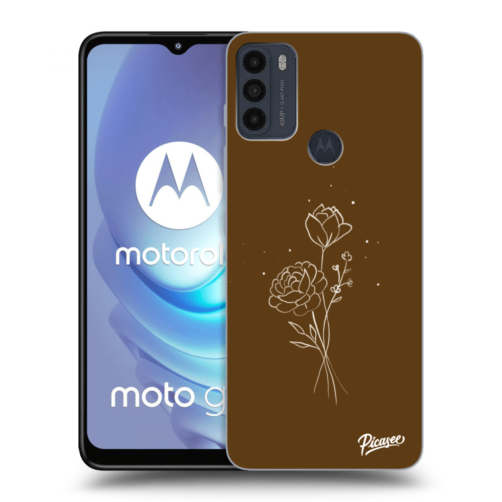 Picasee Motorola Moto G50 Hülle - Schwarzes Silikon - Brown flowers