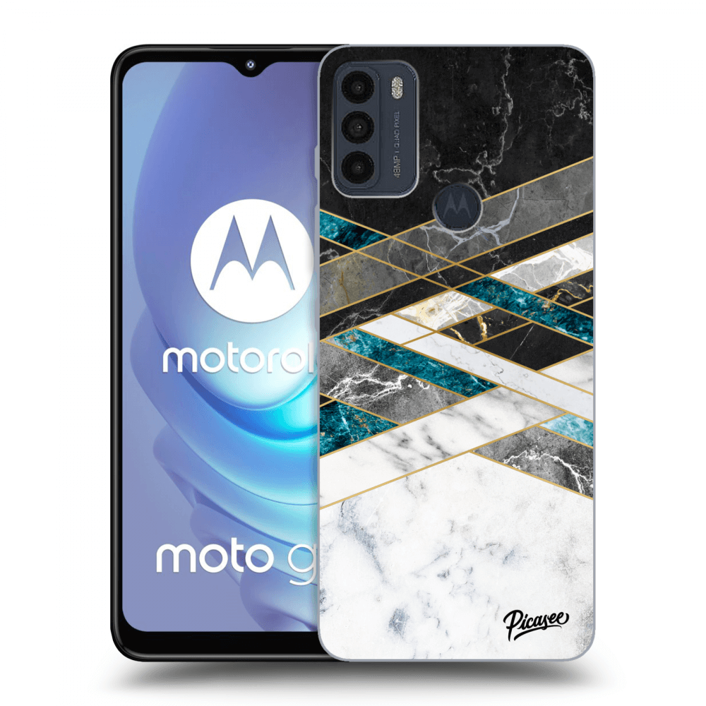 Picasee Motorola Moto G50 Hülle - Schwarzes Silikon - Black & White geometry