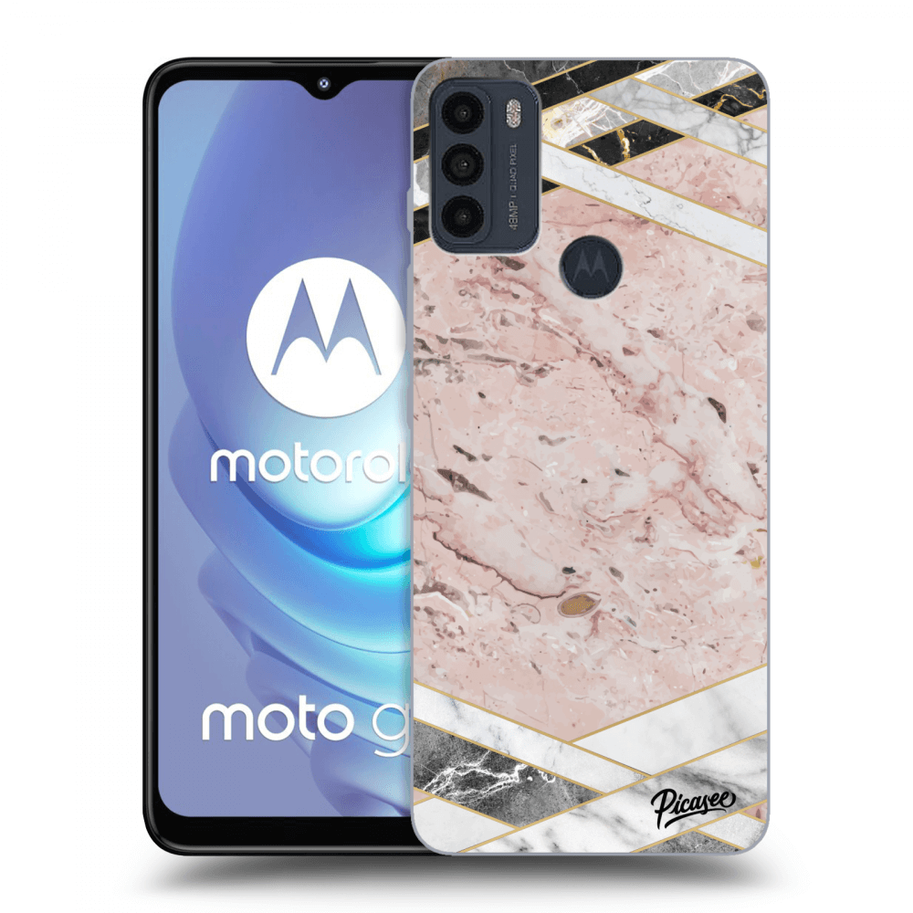 Picasee Motorola Moto G50 Hülle - Schwarzes Silikon - Pink geometry