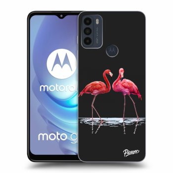 Picasee Motorola Moto G50 Hülle - Schwarzes Silikon - Flamingos couple