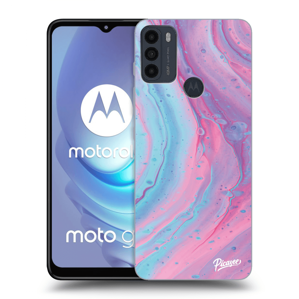 Picasee Motorola Moto G50 Hülle - Schwarzes Silikon - Pink liquid