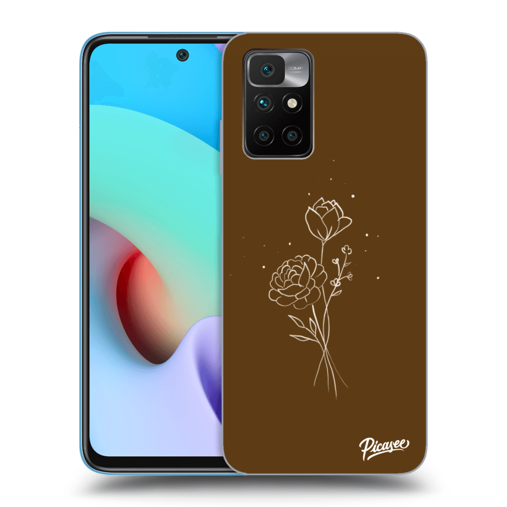 Picasee Xiaomi Redmi 10 Hülle - Transparentes Silikon - Brown flowers