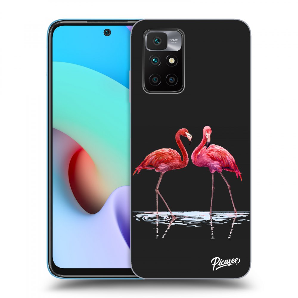 Picasee Xiaomi Redmi 10 Hülle - Schwarzes Silikon - Flamingos couple