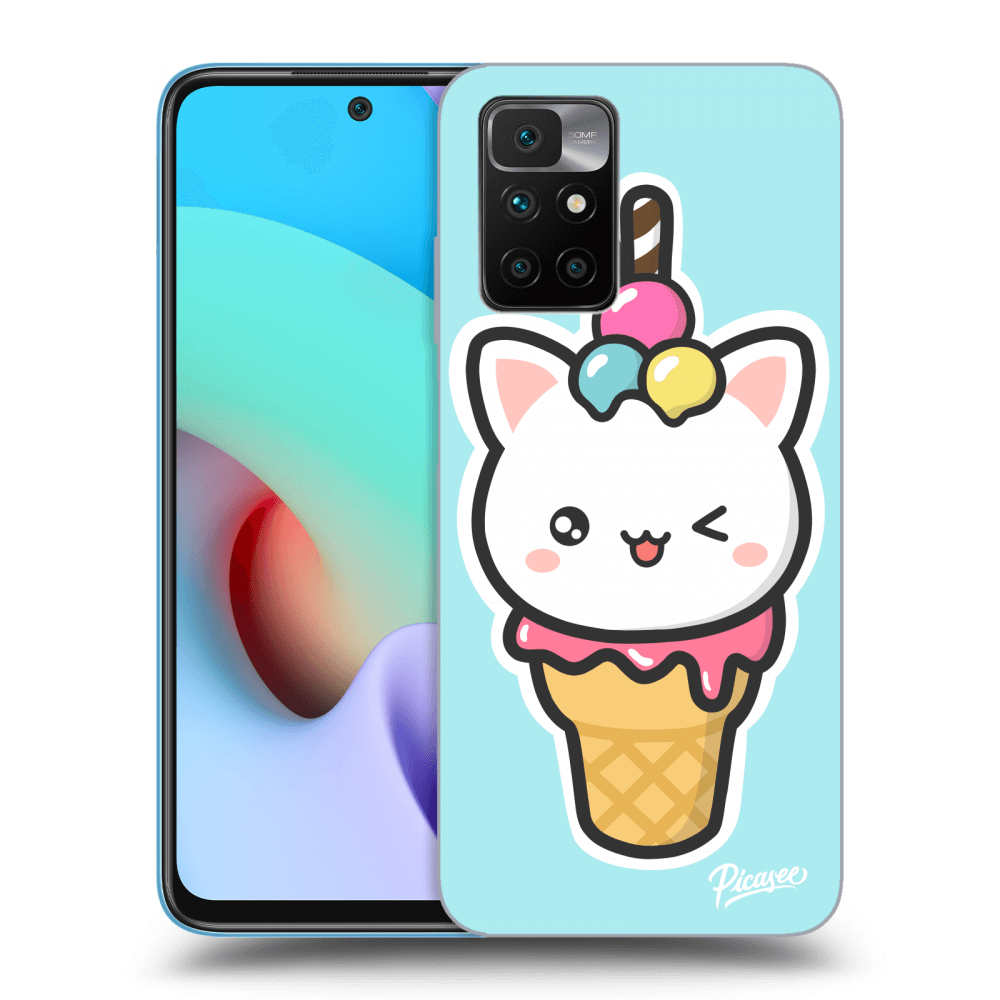 Picasee Xiaomi Redmi 10 Hülle - Schwarzes Silikon - Ice Cream Cat