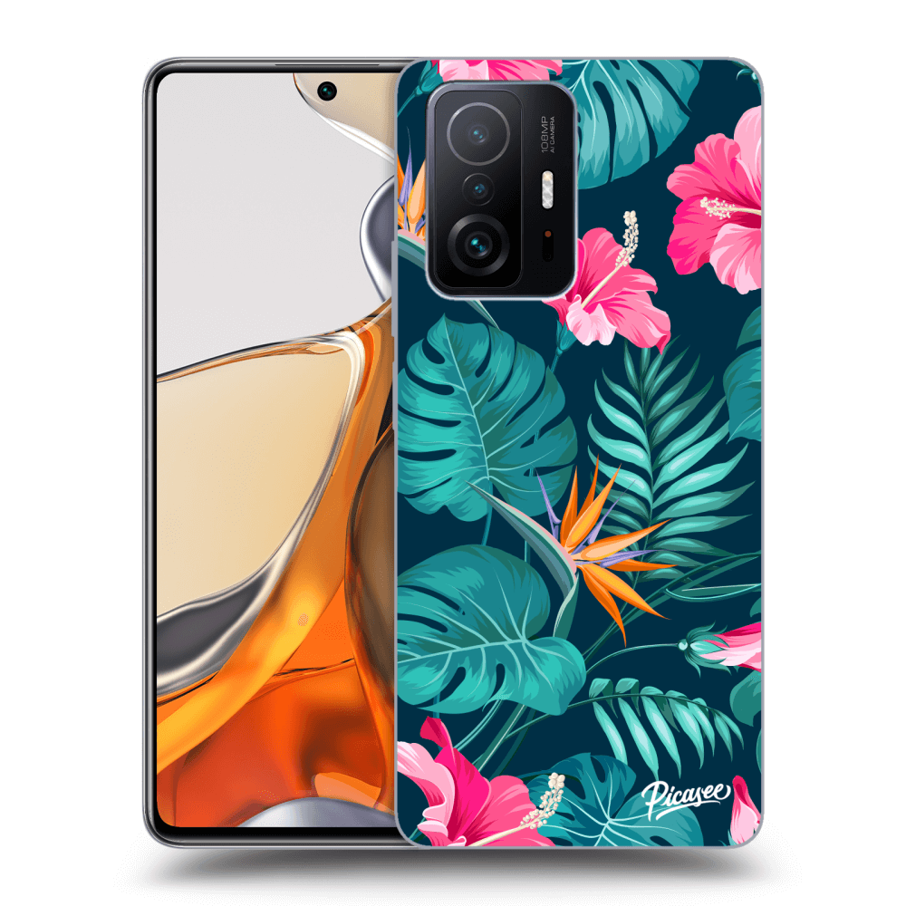 Picasee Xiaomi 11T Pro Hülle - Transparentes Silikon - Pink Monstera