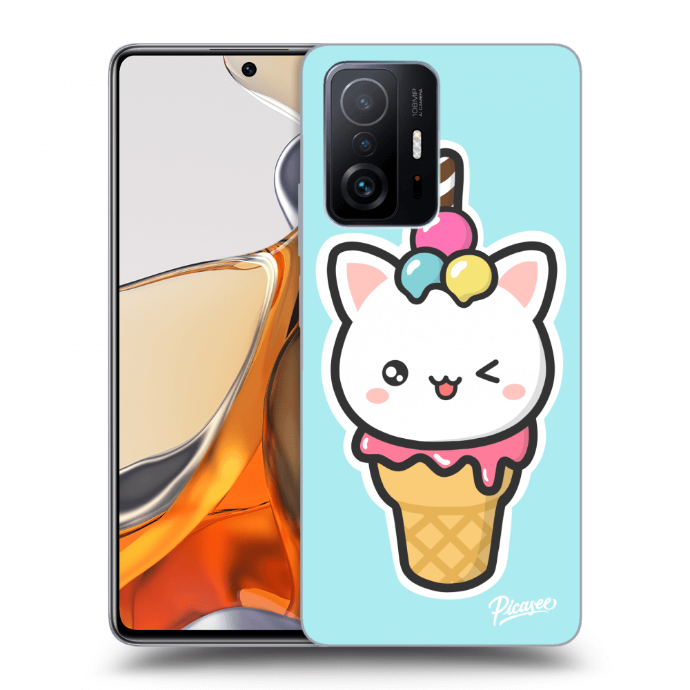 Picasee Xiaomi 11T Pro Hülle - Schwarzes Silikon - Ice Cream Cat