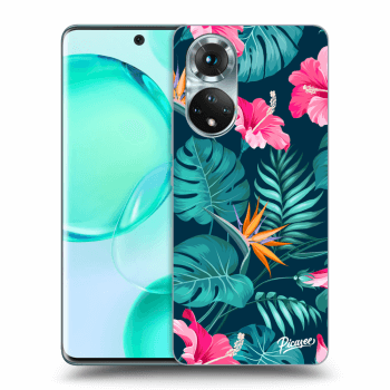 Picasee Honor 50 5G Hülle - Transparentes Silikon - Pink Monstera