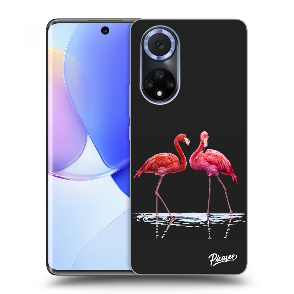 Picasee Huawei Nova 9 Hülle - Schwarzes Silikon - Flamingos couple
