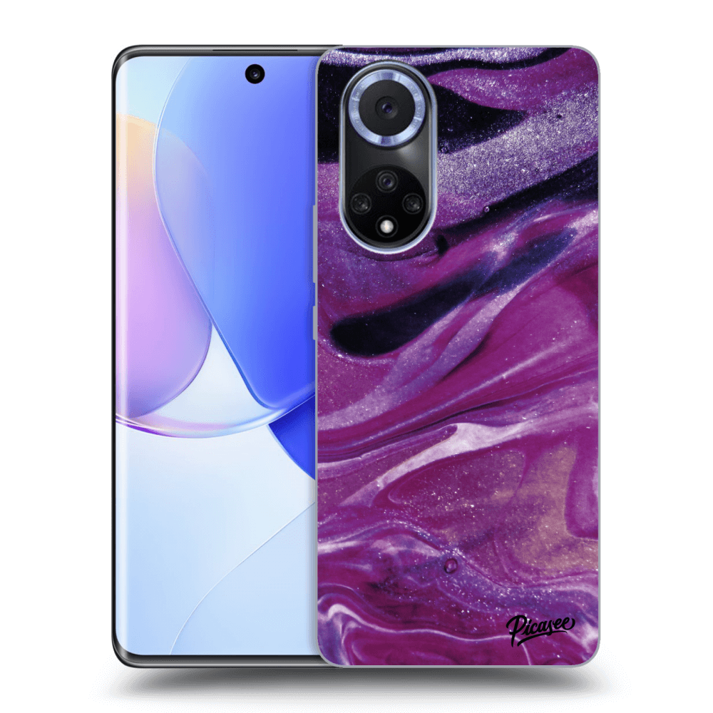 Picasee Huawei Nova 9 Hülle - Schwarzes Silikon - Purple glitter