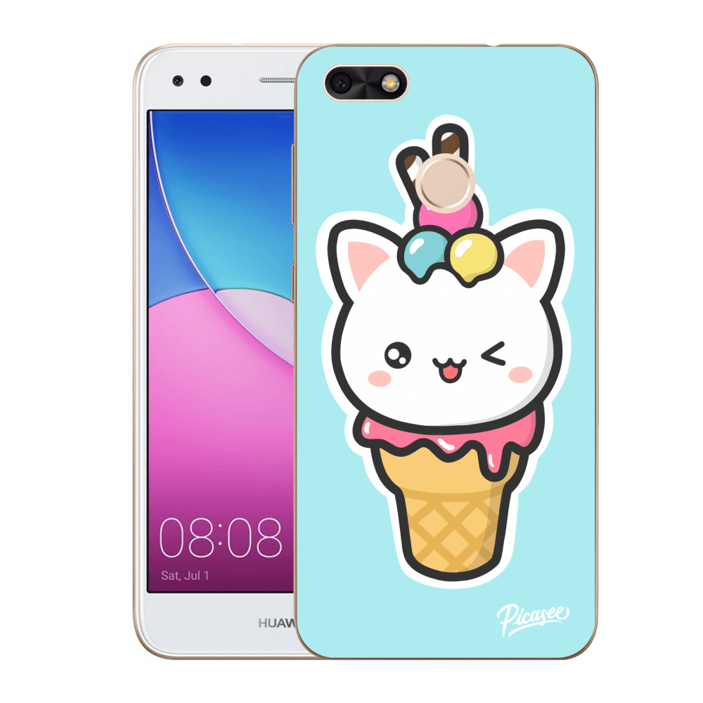 Picasee Huawei P9 Lite Mini Hülle - Transparentes Silikon - Ice Cream Cat
