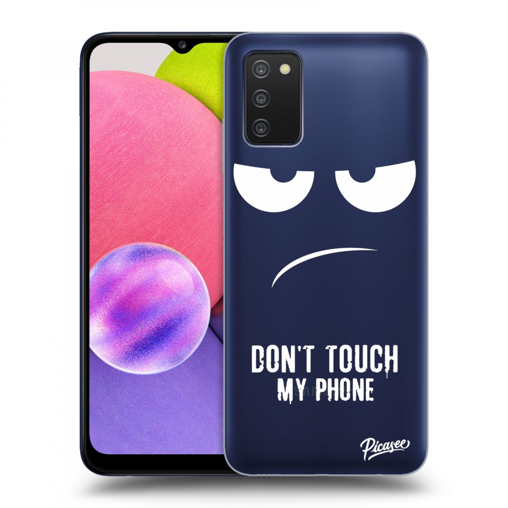 Picasee Samsung Galaxy A03s A037G Hülle - Transparentes Silikon - Don't Touch My Phone