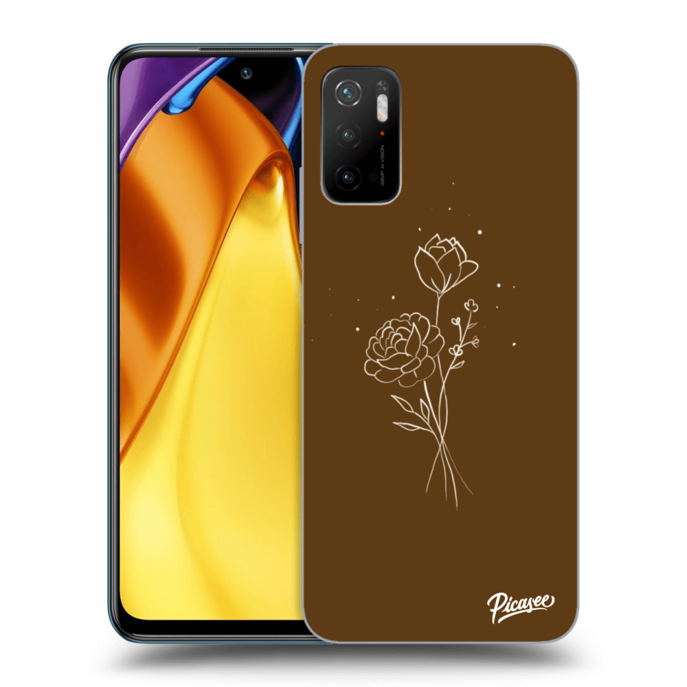 Picasee Xiaomi Poco M3 Pro 5G Hülle - Schwarzes Silikon - Brown flowers