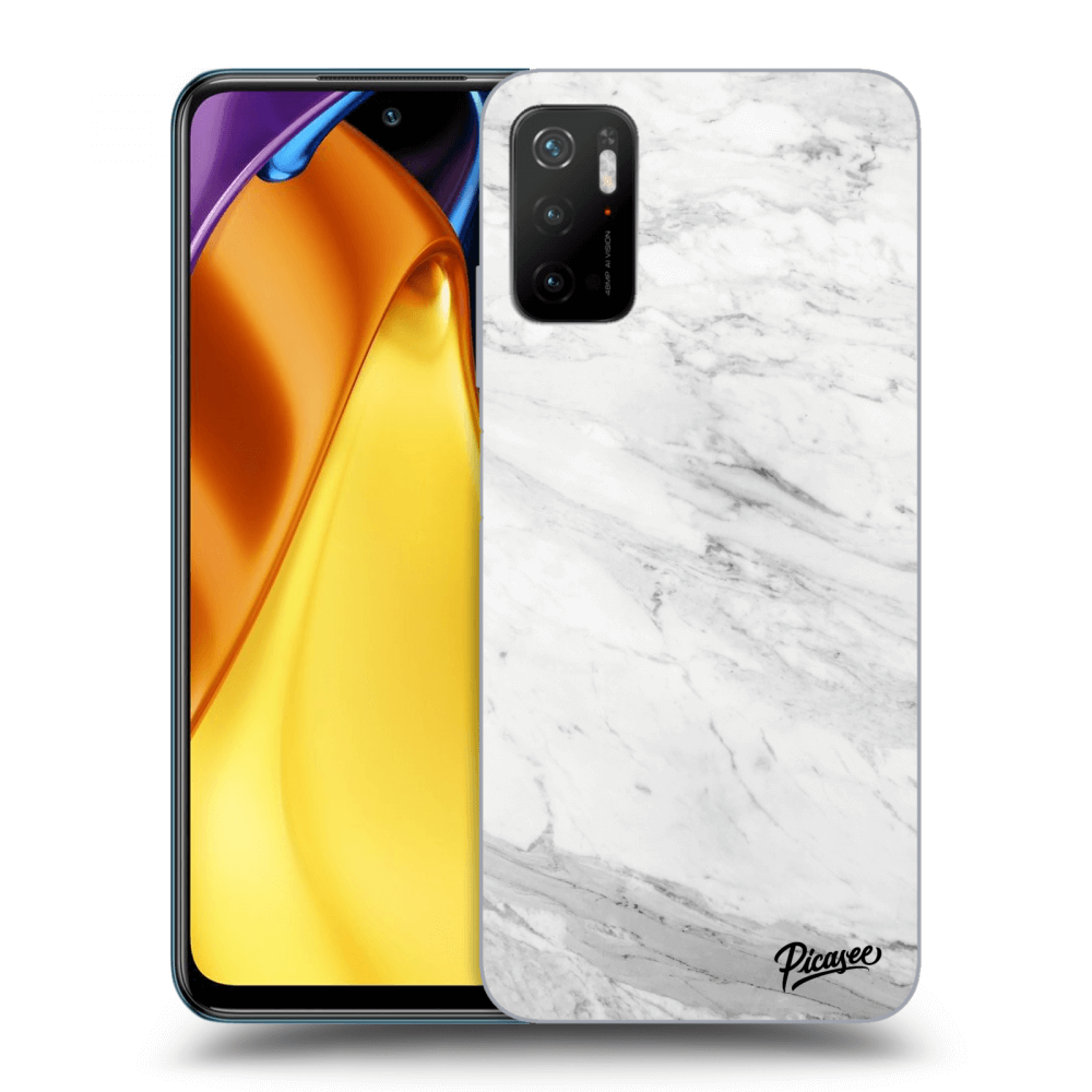 Picasee Xiaomi Poco M3 Pro 5G Hülle - Schwarzes Silikon - White marble