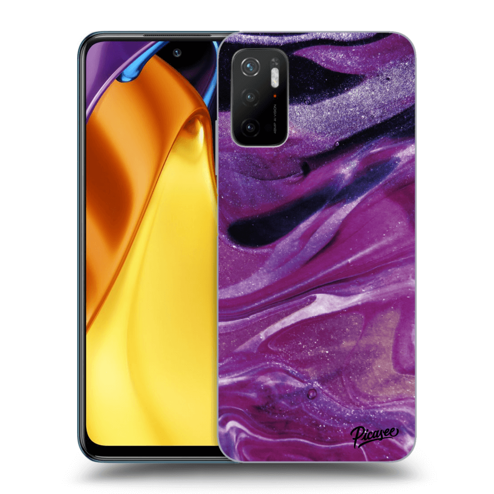 Picasee Xiaomi Poco M3 Pro 5G Hülle - Schwarzes Silikon - Purple glitter