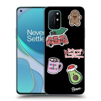 Picasee OnePlus 8T Hülle - Schwarzes Silikon - Christmas Stickers