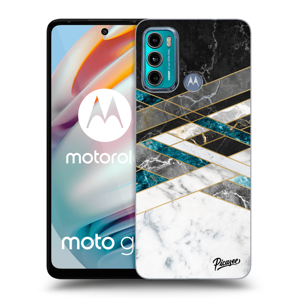 Picasee Motorola Moto G60 Hülle - Schwarzes Silikon - Black & White geometry