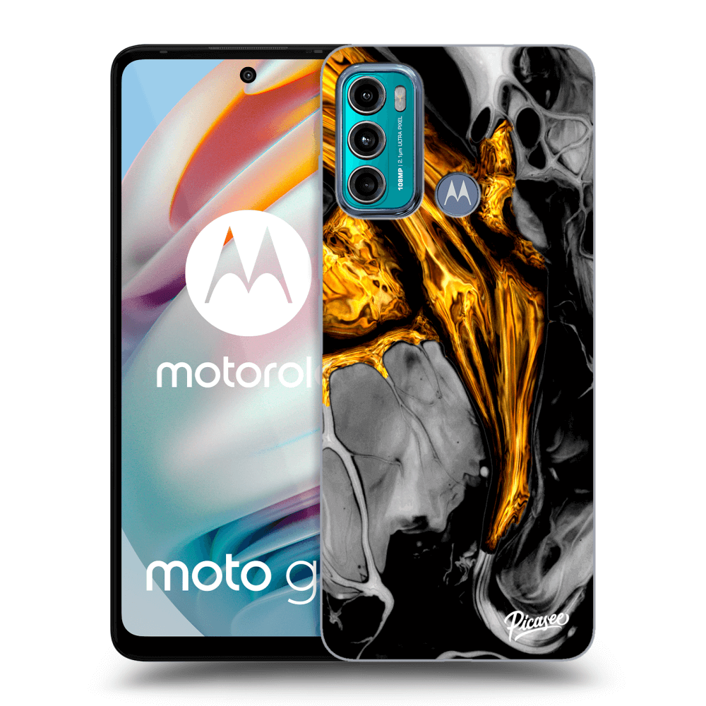 Picasee Motorola Moto G60 Hülle - Transparentes Silikon - Black Gold