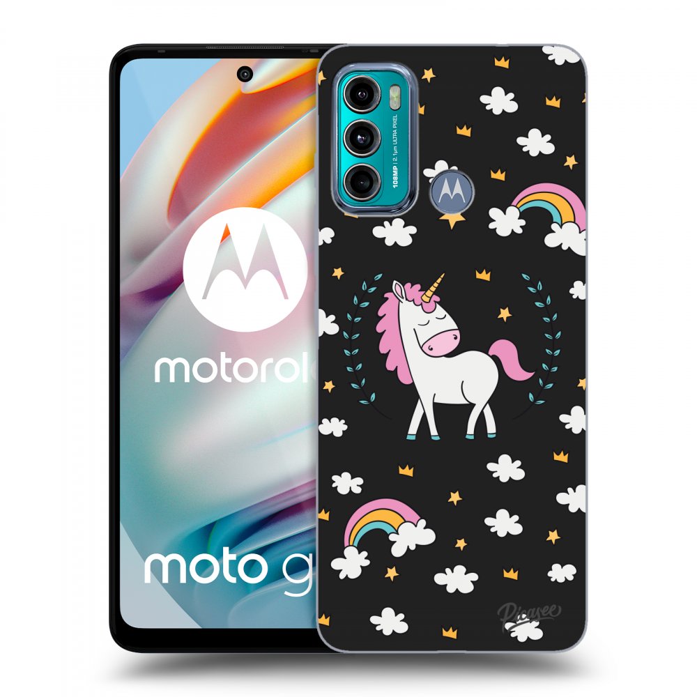 Picasee Motorola Moto G60 Hülle - Schwarzes Silikon - Unicorn star heaven