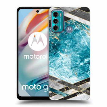 Picasee Motorola Moto G60 Hülle - Transparentes Silikon - Blue geometry