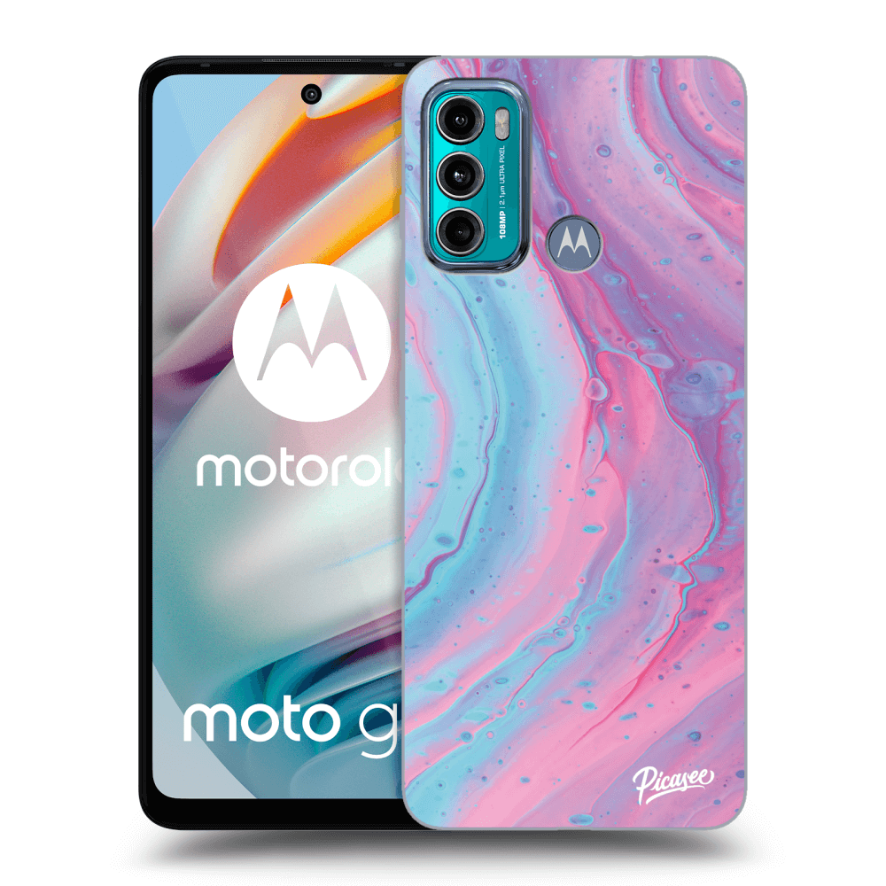 Picasee Motorola Moto G60 Hülle - Transparentes Silikon - Pink liquid