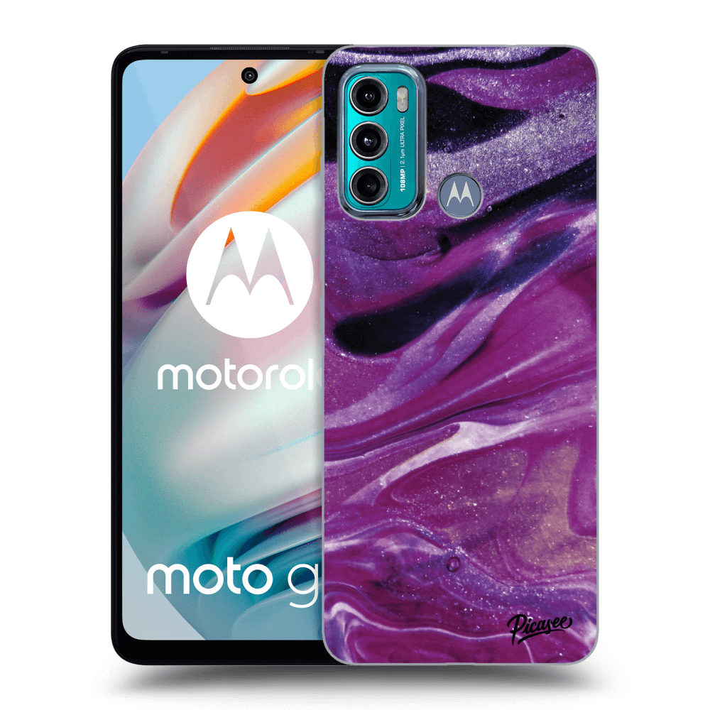 Picasee Motorola Moto G60 Hülle - Transparentes Silikon - Purple glitter