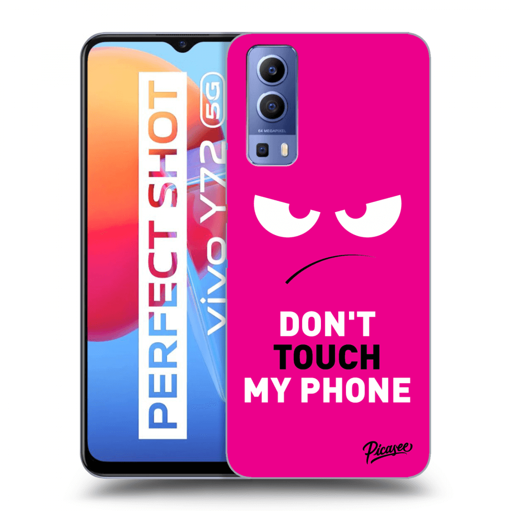 Picasee Vivo Y72 5G Hülle - Transparentes Silikon - Angry Eyes - Pink