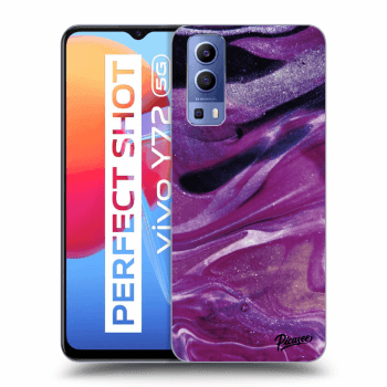 Picasee Vivo Y72 5G Hülle - Transparentes Silikon - Purple glitter
