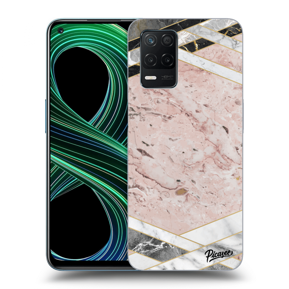 Picasee Realme 8 5G Hülle - Transparentes Silikon - Pink geometry