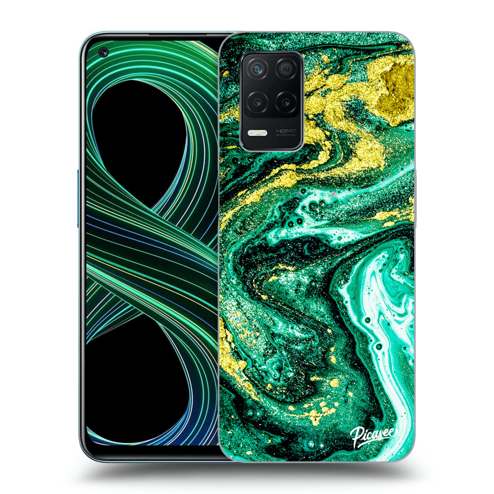 Picasee Realme 8 5G Hülle - Schwarzes Silikon - Green Gold