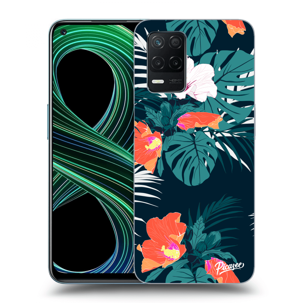 Picasee Realme 8 5G Hülle - Schwarzes Silikon - Monstera Color