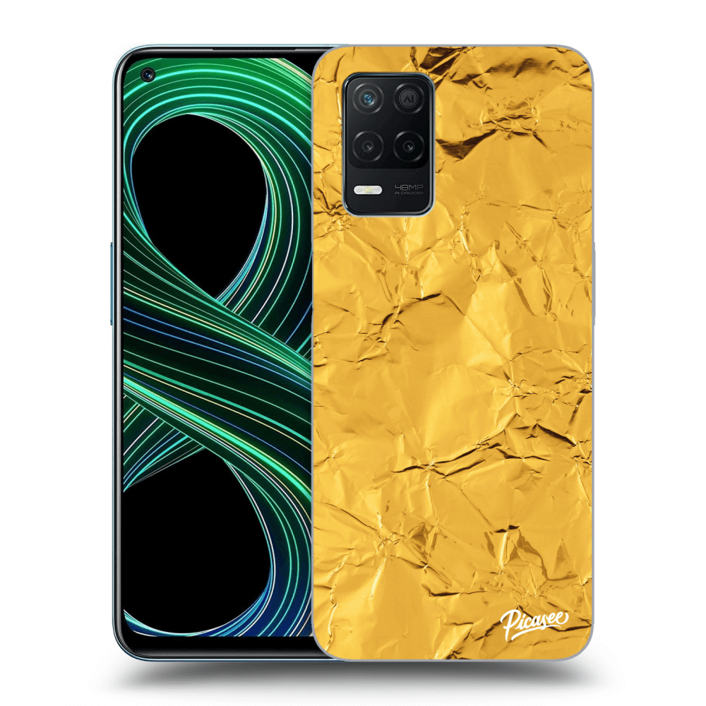 Picasee Realme 8 5G Hülle - Schwarzes Silikon - Gold